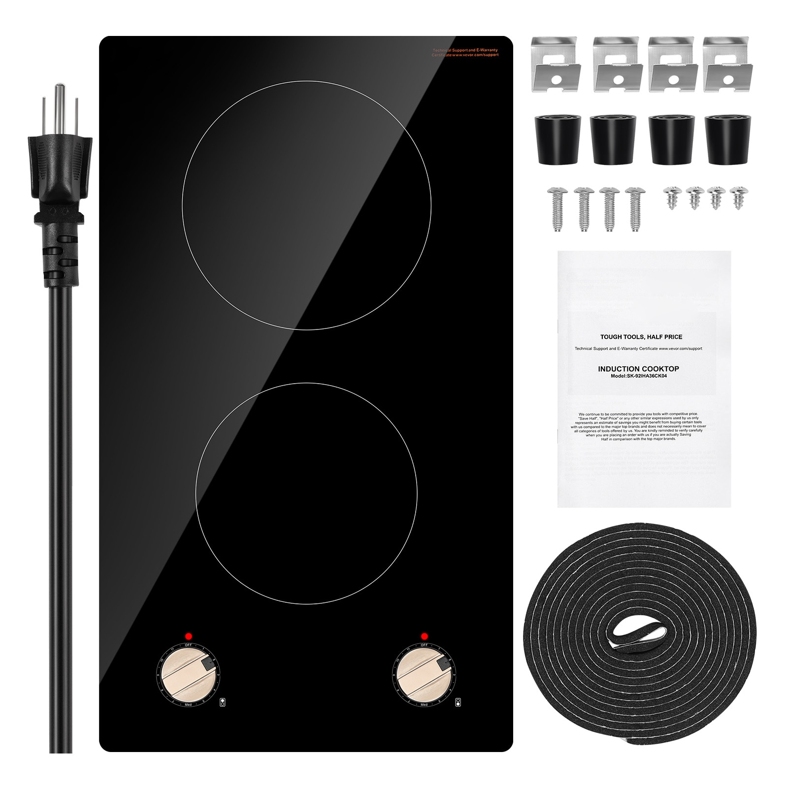 1800W 2 Burner Induction Cooktop Electric Countertop Burner Knob Control_voghion.com